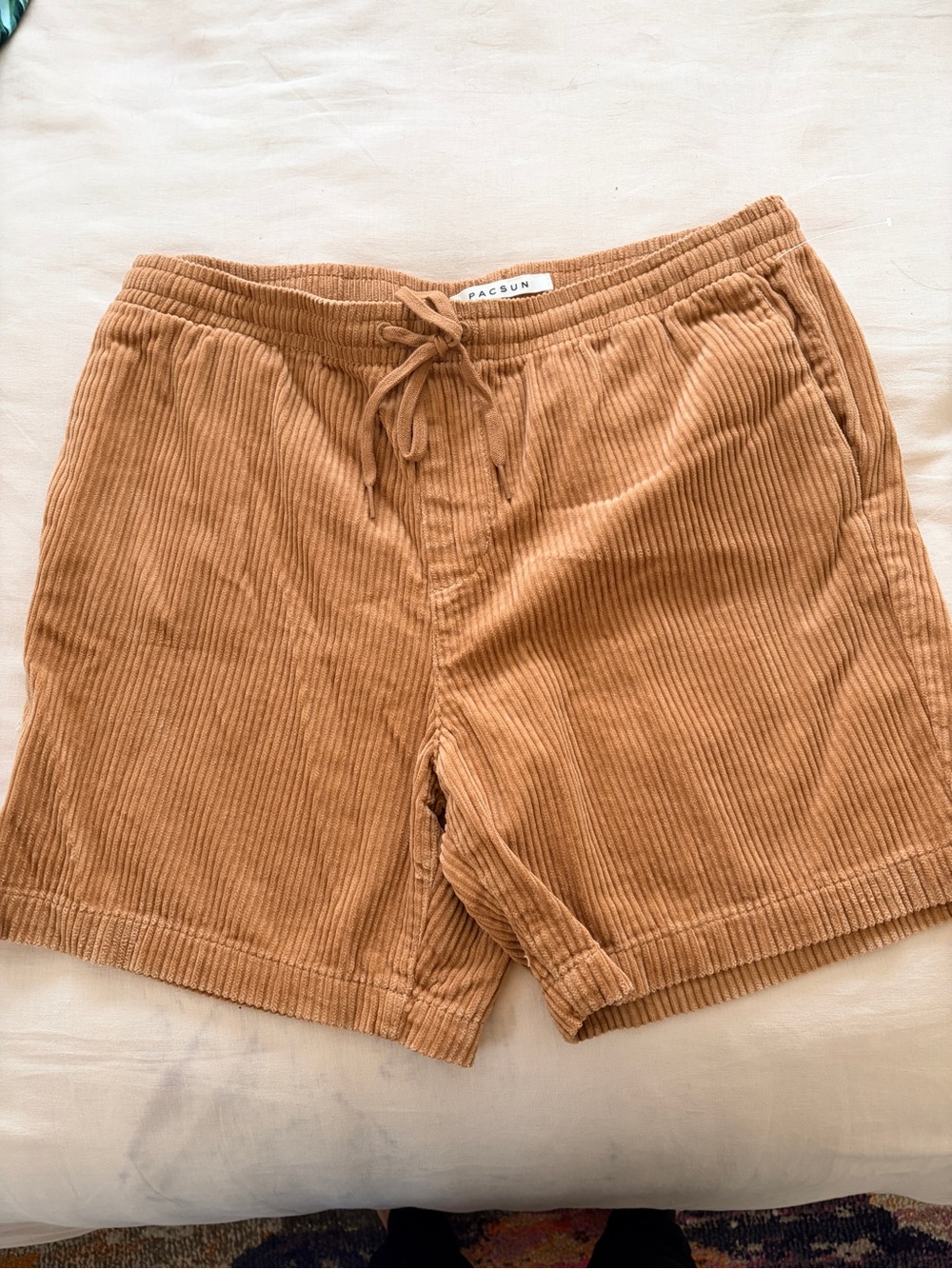PacSun Men's Corduroy Drawstring Shorts in Tan Brown